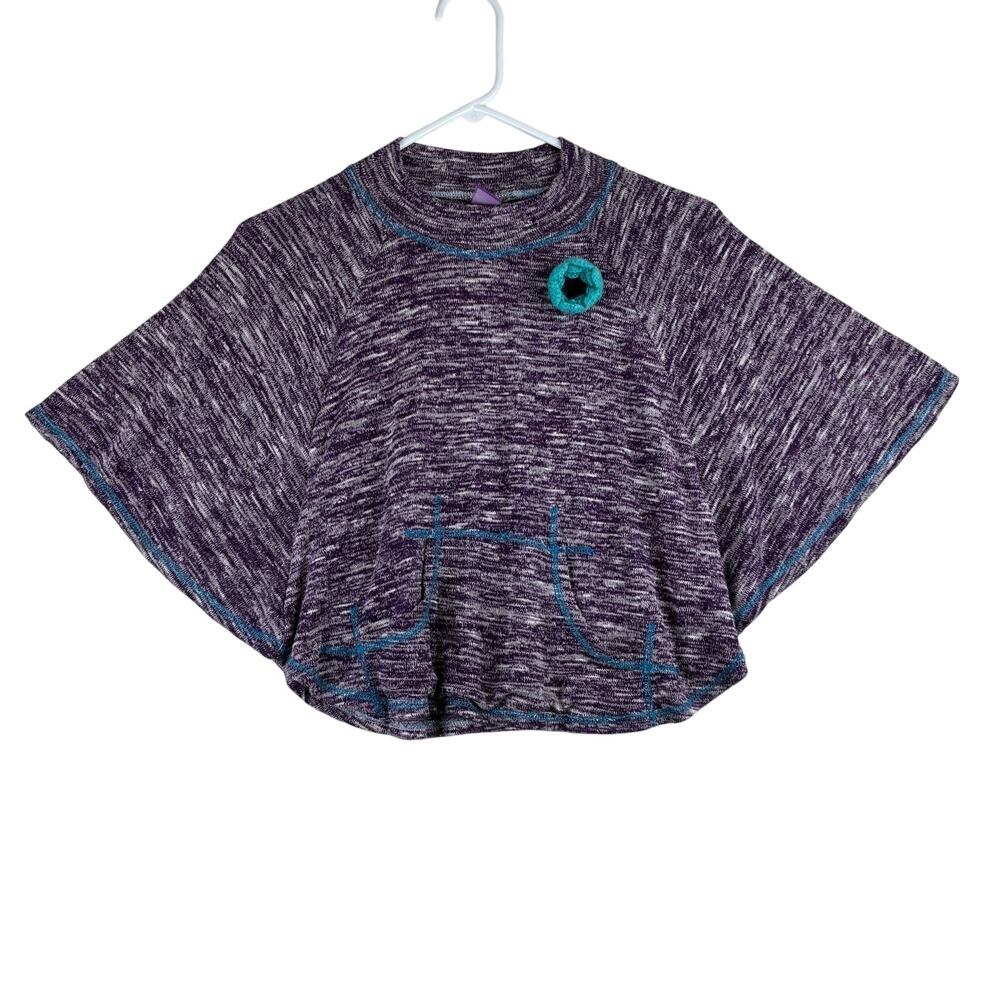 Dollie & Me Girls Shawl Top Size 8 Purple Heather Artsy Flower Kangaroo Pocket